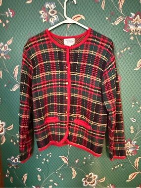 Vintage Red Plaid Cardigan Sweater - Hastings & Smith